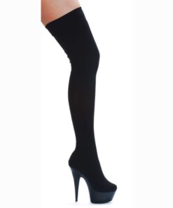 Stiletto Stretch Lycra Thigh High Boot Black 6in