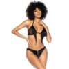 Fringe Halter 2 Pc Set Black