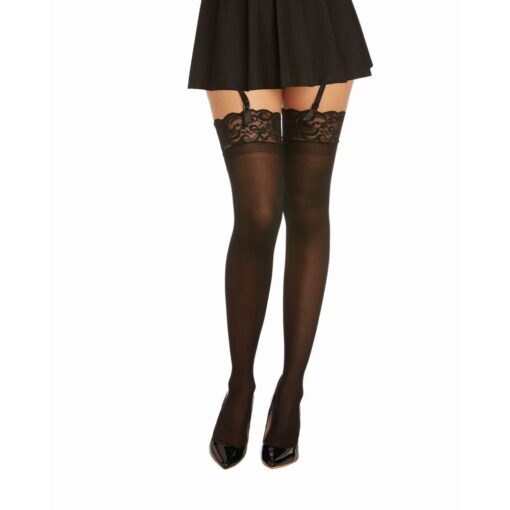 Dreamgirl Thigh High Sheer Lace Stockings Black