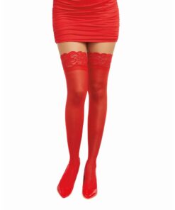 Dreamgirl Lace Top Thigh High Stockings Red