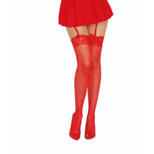 Dreamgirl Thigh High Fishnet Stockings Red