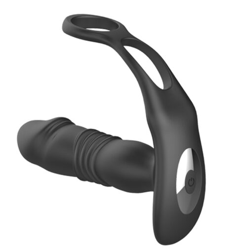 Thrusting Silicone Butt Plug with Cockring and Remote - Image 4