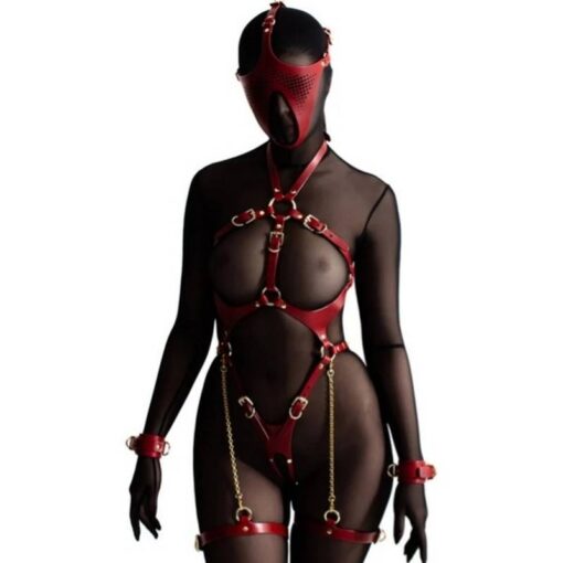 Ex Machina Genuine Leather Mask Red - Image 2