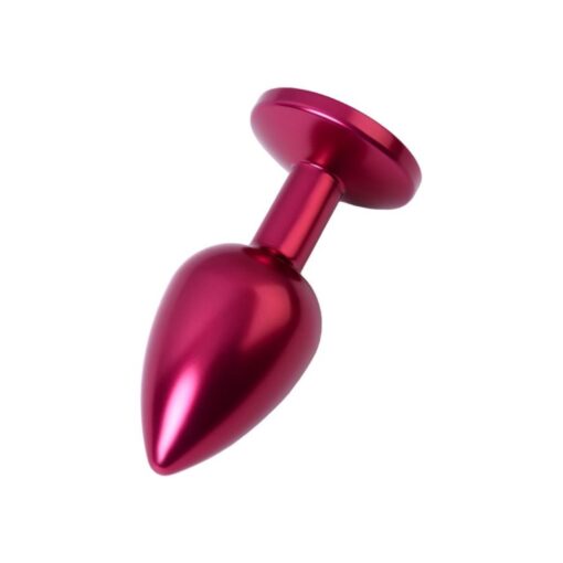 Red Metal Anal Plug w Red Crystal Small - Image 2