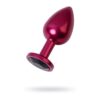 Red Metal Anal Plug w Black Crystal Medium