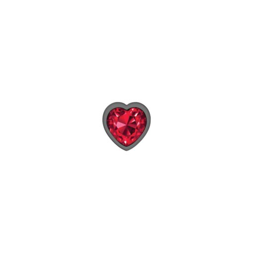 Cheeky Charms Round Metal Butt Plug Gunmetal 3 Pc Kit w Dark Red Heart Jewel - Image 2