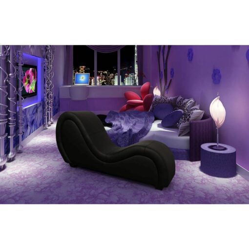 Kama Sutra Mebon Chaise Love Lounge Leather Black - Image 7