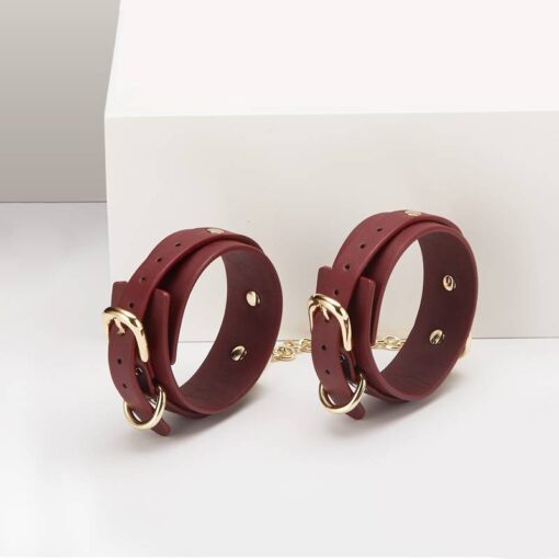 8 Pc Deluxe Bondage Play Kit Burgundy Gold - Image 3