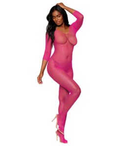 Dreamgirl Open Crotch Body Stocking Neon Pink
