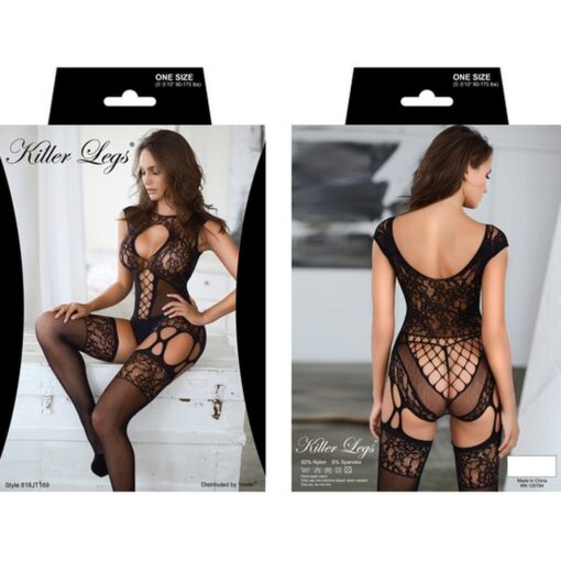 Boudoir Lace 3 Pc set with Garter Belt Fuchsia - Image 3