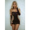Strappy Cut-Out Mini Dress With Sleeves 2 Pc Set Black Sparkle