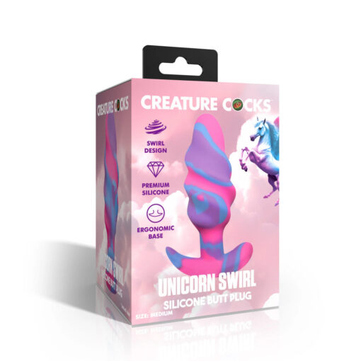 Unicorn Swirl Silicone Butt Plug Medium - Image 5