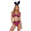 Playboy Flocked Bunny 2 Pc Lingerie Set Pink