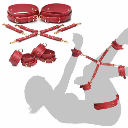 Crimson Captive Thigh Wrist Ankle Hog Tie Restraints - Image 4