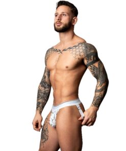 Male Power Marble Jock Strap White