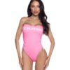 PlayBoy Pink 1 Pc Swimsuit with Ruched Side Ties & Removable Clear Straps