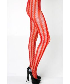 Stella Elyse Coiled Lines Fishnet Tights Red