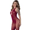 Halter Body Stocking With Rhinestone Burgundy