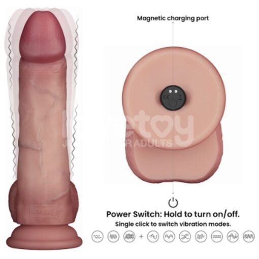 Vibrating Sliding Skin Pro II Silicone Dong 8in - Image 5