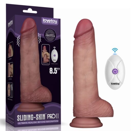 Vibrating Sliding Skin Pro II Silicone Dong 8.5