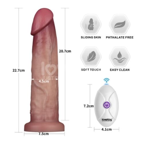 Vibrating Sliding Skin Pro II Silicone Dong 9in - Image 4