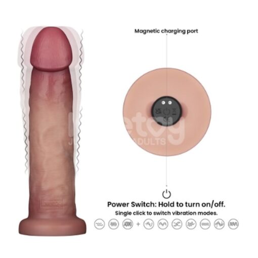 Vibrating Sliding Skin Pro II Silicone Dong 9in - Image 5