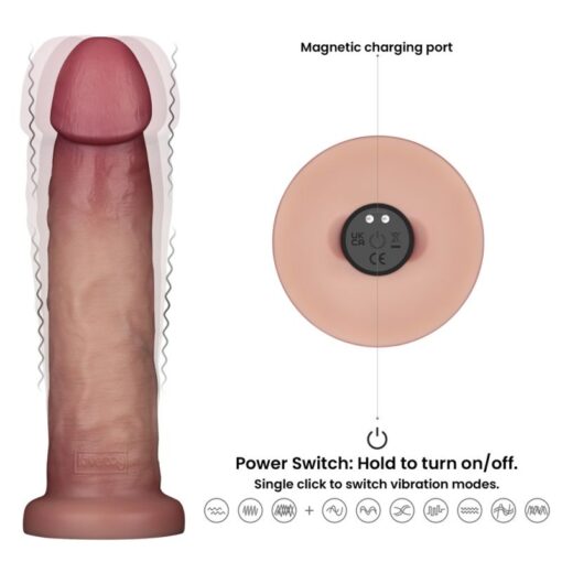 Vibrating Sliding Skin Pro II Silicone Dong 9in - Image 6