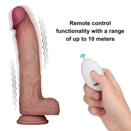 Vibrating Sliding Skin Pro II Silicone Dong 10in - Image 6